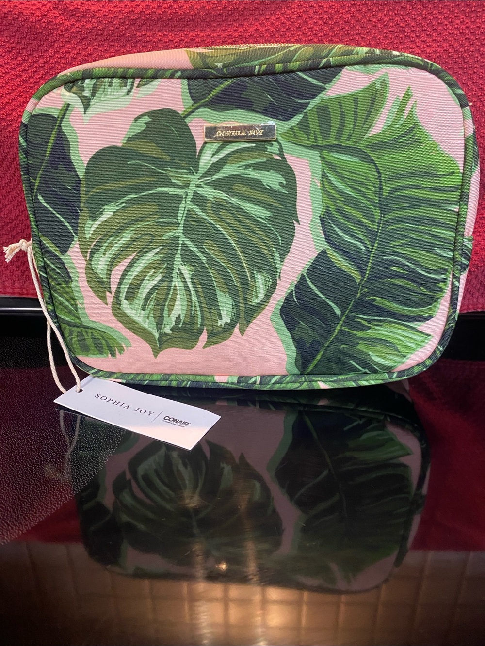Sophia Joy Palm Leaf Pink Cosmetic Bag